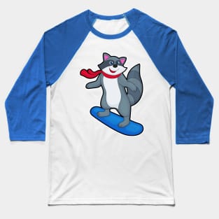 Racoon as Snowboarder with Snowboard & Scarf Baseball T-Shirt